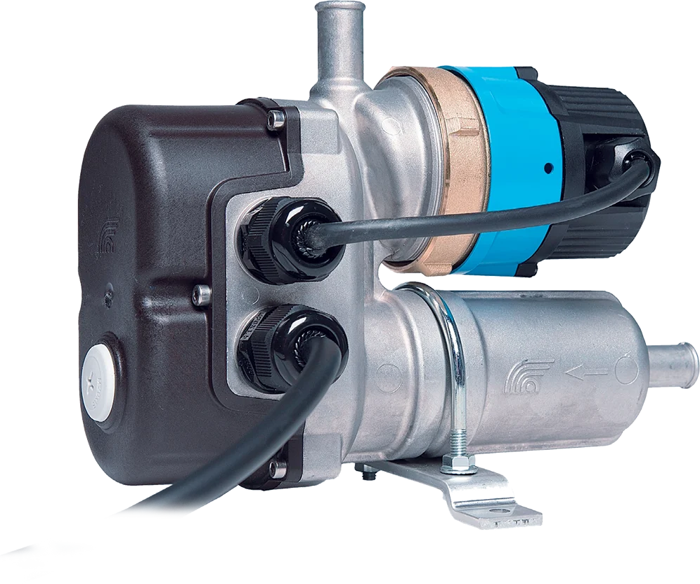 FlowStart forced flow coolant heater with integrated pump